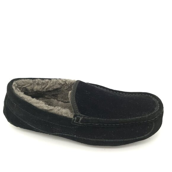 NEW UGG Ascot Corduroy II Slippers Mens 8 Womens 10 Black Cozy Loungewear Relax - Picture 1 of 8